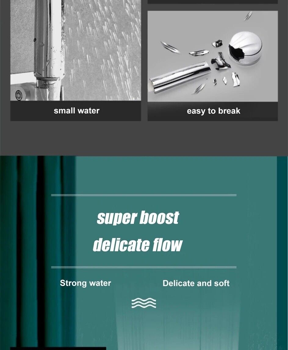 Bath High Pressure Shower Head 5 Mode LARGE Chrome Handset Heads Water Saving